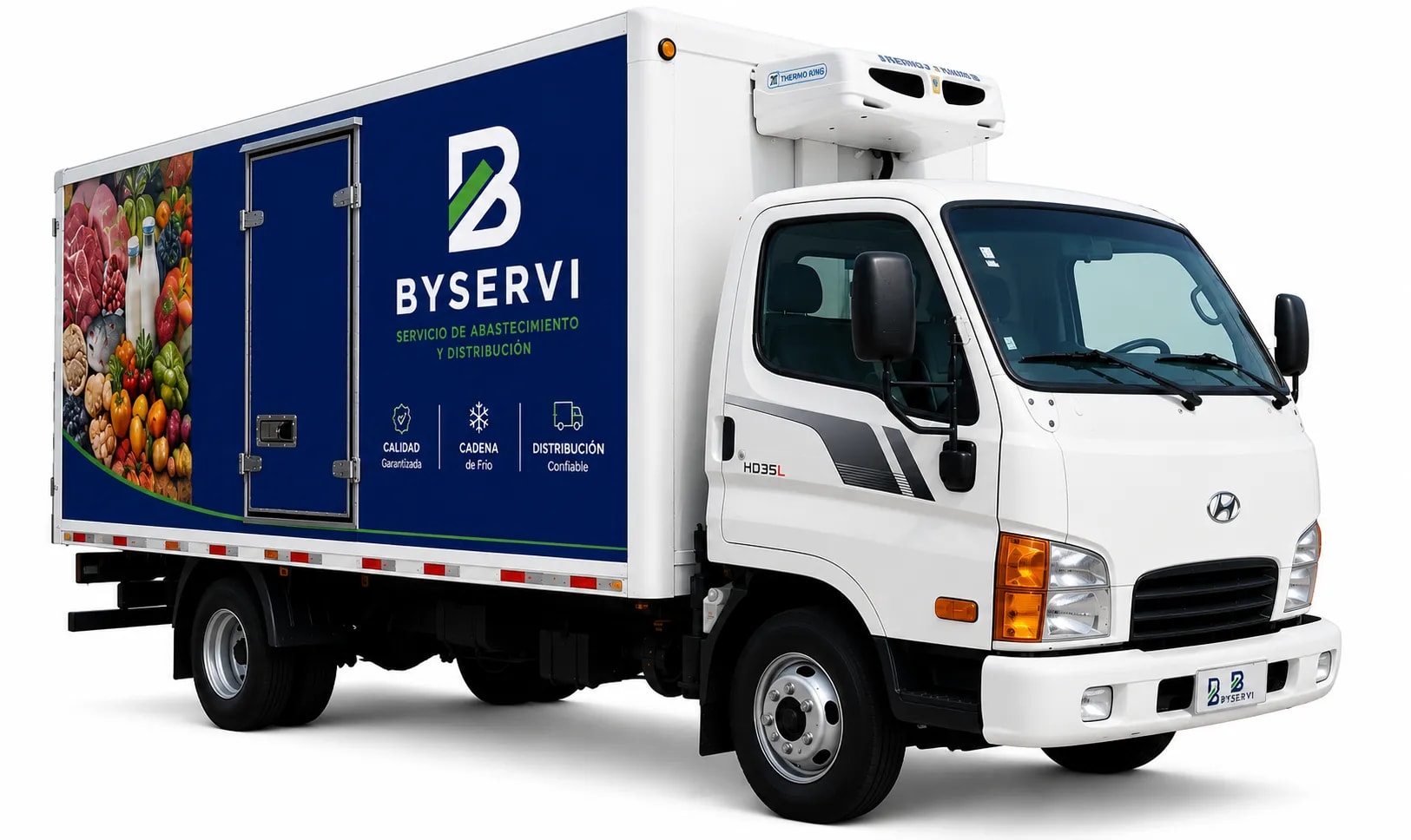 Camión BYSERVI de distribución en bodega institucional